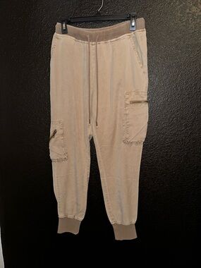 Young Fabulous & Broke Tan Cargo Jogger Pants with Drawstring Waist size XS